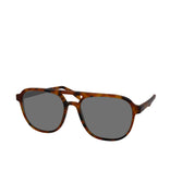 Sonnenbrille im Aviator-Stil, bernstein, breite Form. 100% UV-Schutz. Seitenansicht.
