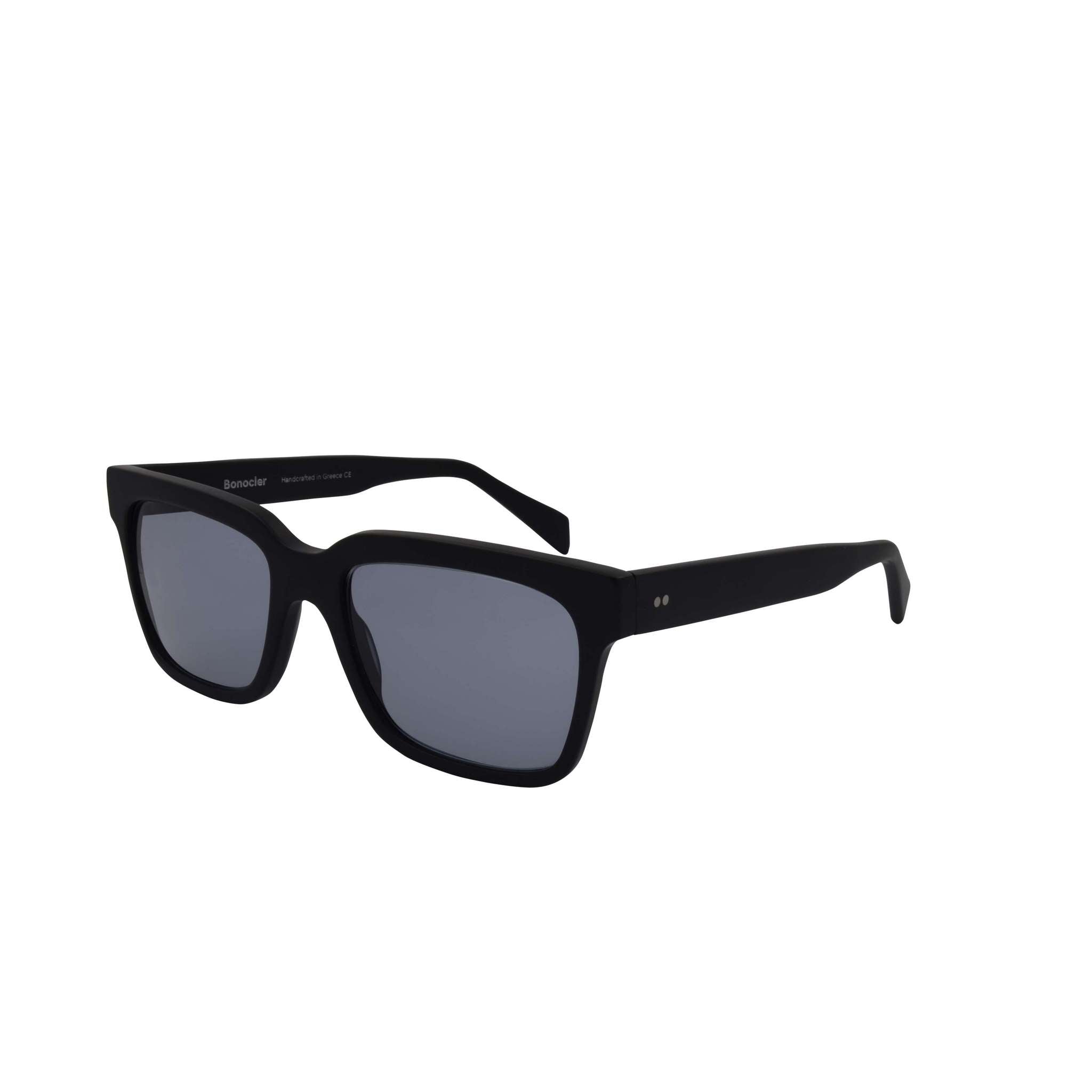 sonnenbrille acetat schwarz eckige breite brille 100% UV Schutz. Seitenansicht. Bügelansicht.