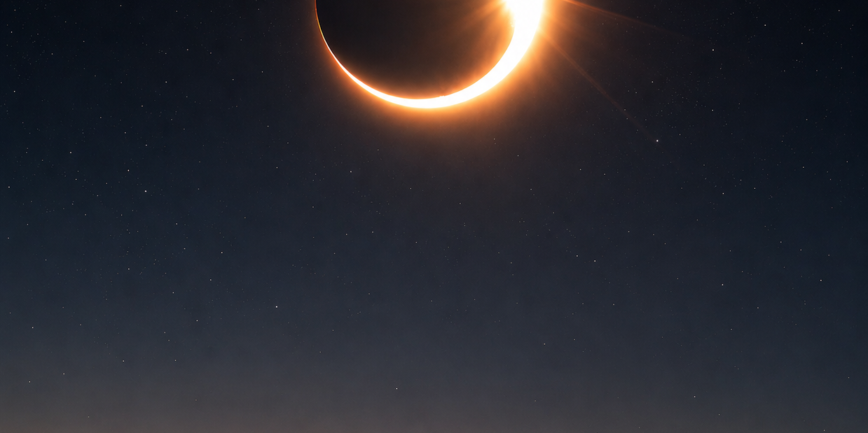 Partielle Sonnenfinsternis am 12. August 2026 über der Schweiz – sichelförmiger Sonnenring am Dämmerungshimmel