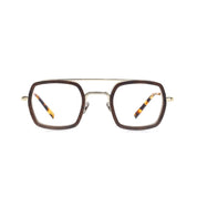 Brille aus recyceltem Kunststoff und Edelstahl. SHolz. Frontansicht.
