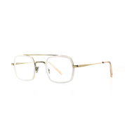 Weisse Brille aus recyceltem Kunststoff und Edelstahl. Seitenansicht