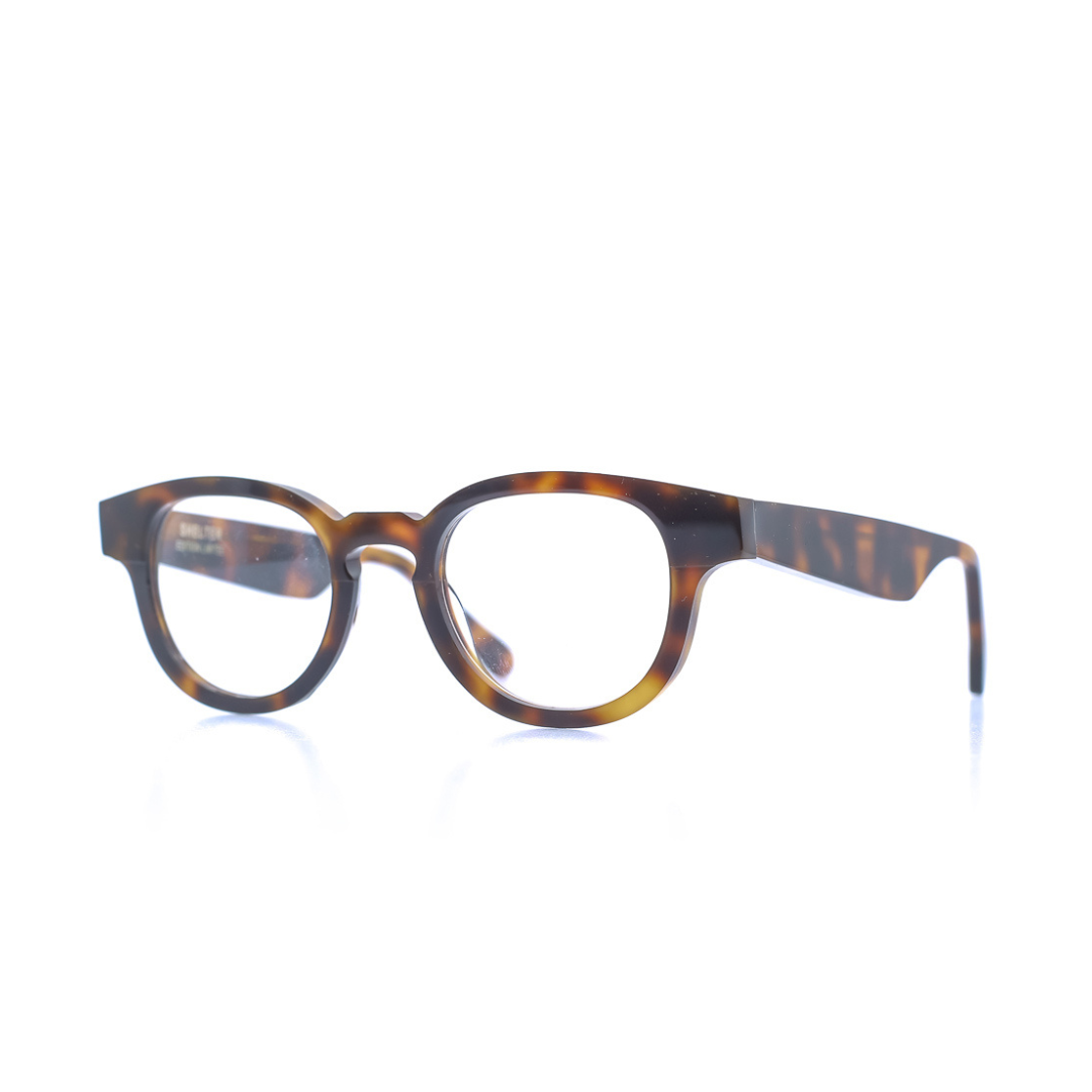 Ovale Brille aus Bioacetat, Farbe Havana, mittlere Passform. Seitenansicht.