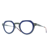 Panto-runde Brille aus Acetat und Edelstahl, Farbe Ash, breite Passform. Seitenansicht