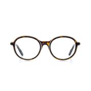 Runde Bonocler Designer-Brille aus Bioacetat und Metall, Braun, breite Passform, limitierte Auflage 250 Stück. Frontansicht