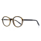 Runde Bonocler Designer-Brille aus Bioacetat und Metall, Braun, breite Passform, limitierte Auflage 250 Stück. Seitenansicht