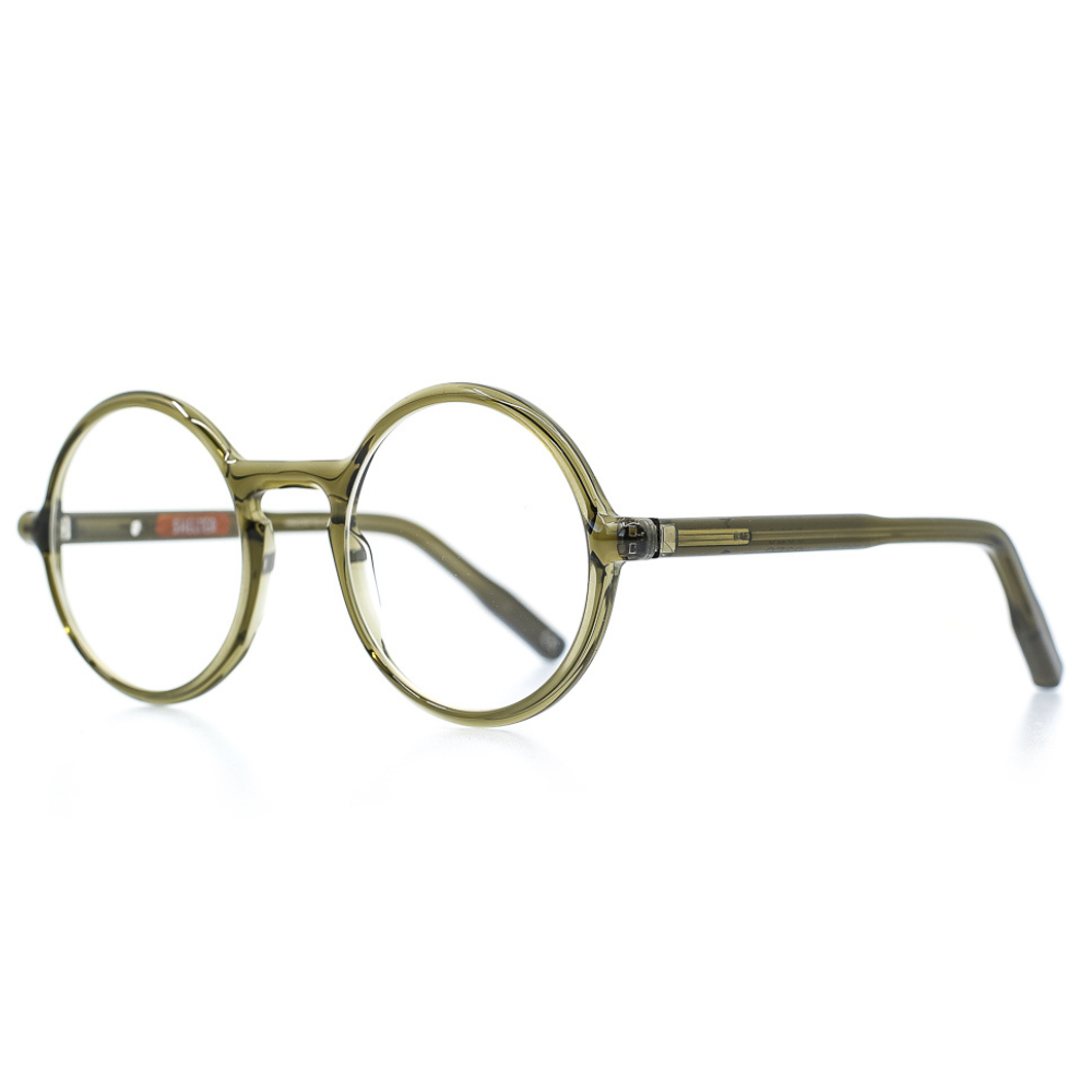 Fein verarbeitete, runde Brille aus Bioacetat in Grün. Breite Passform. Limitierte Kollektion mit 250 Stück. Seitenansicht.