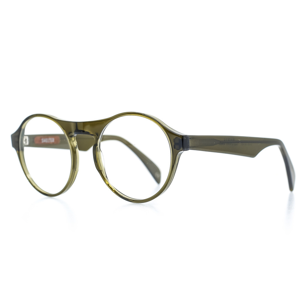 Markante Brille mit auffälligem Steg in Grün. Breite Passform. Limitierte Kollektion mit 250 Stück. Seitenansicht.