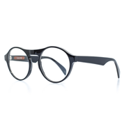 Markante Brille mit auffälligem Steg in Schwarz. Breite Passform. Limitierte Kollektion mit 250 Stück. Seitenansicht.