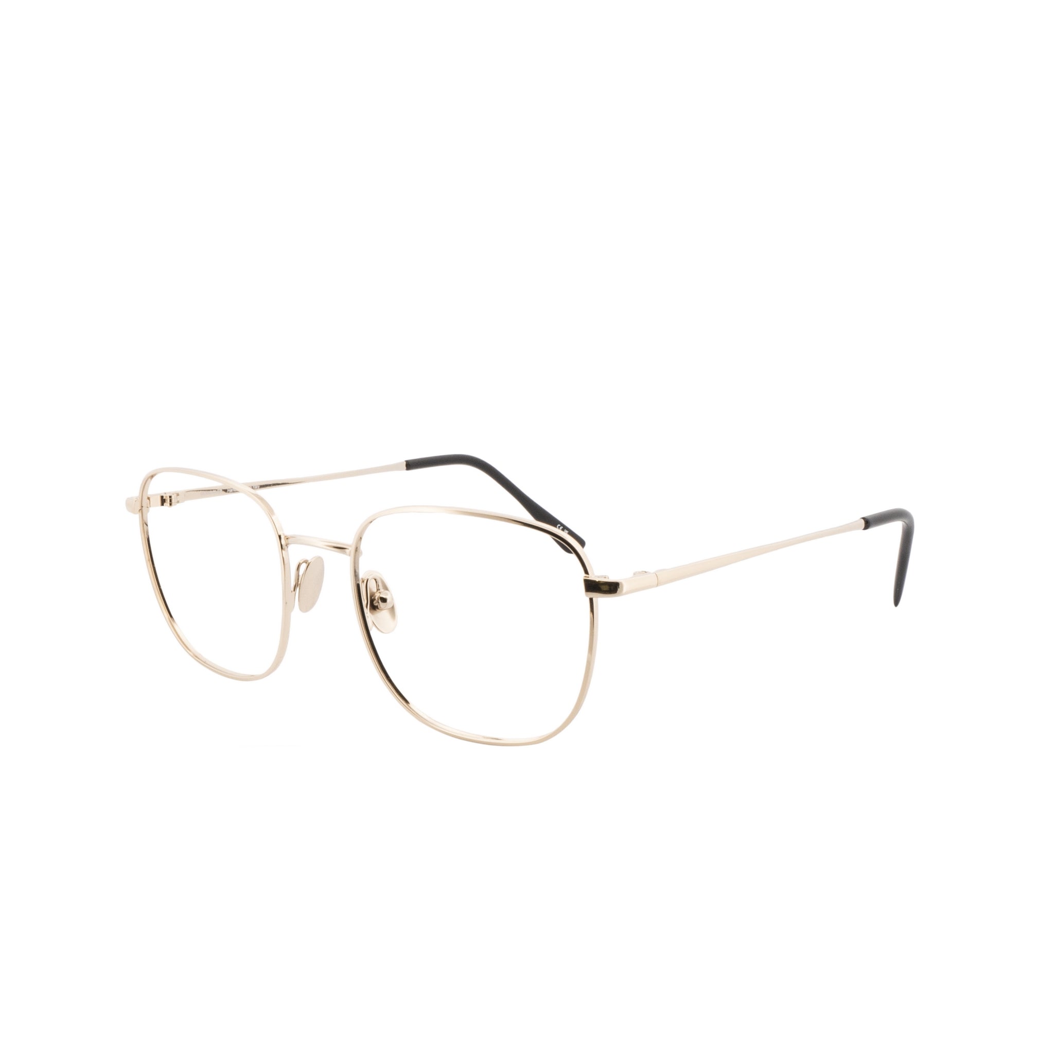 Klassische Brille. In gold. Metall. Für Frauen und Männer. Von BONOCLER.  Bügelansicht.