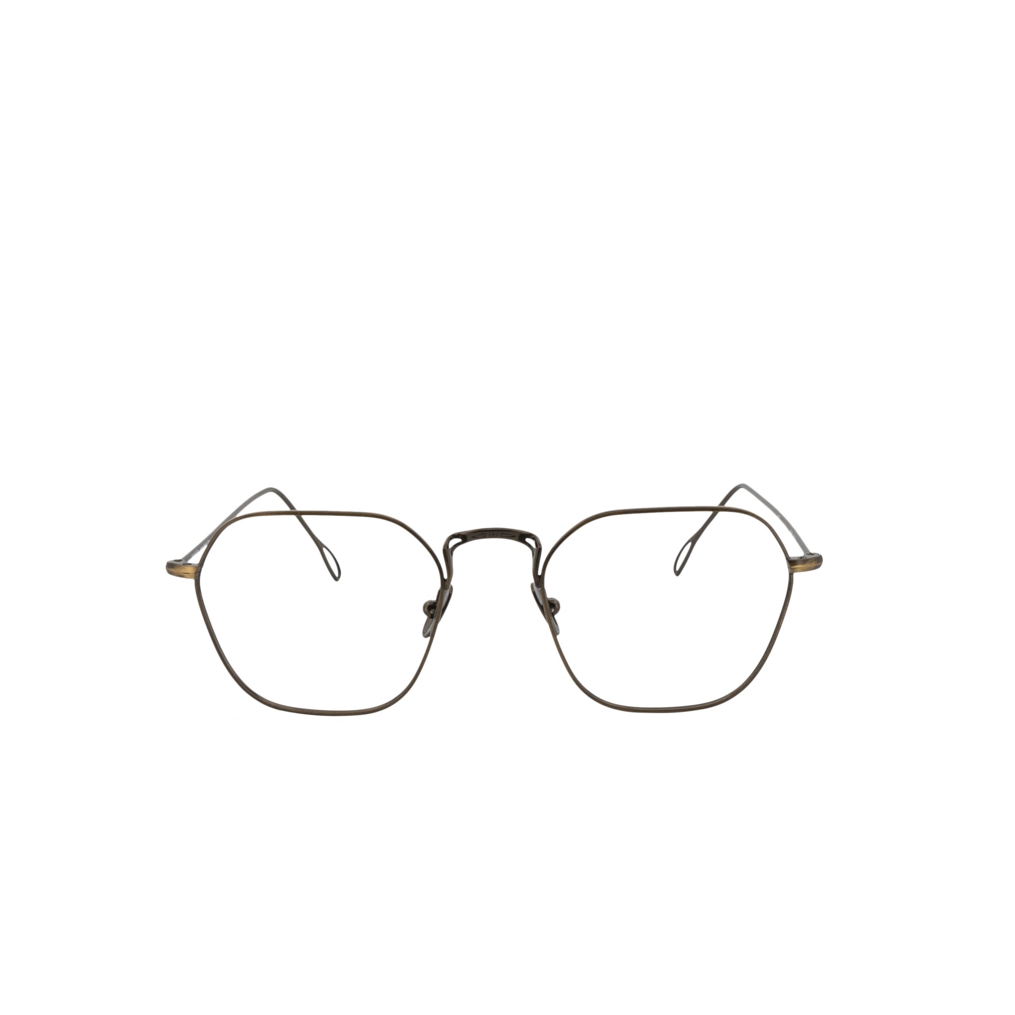 Retro Brille. In antik gold. Edelstahl. Für Frauen und Männer. Von BONOCLER. Frontansicht.