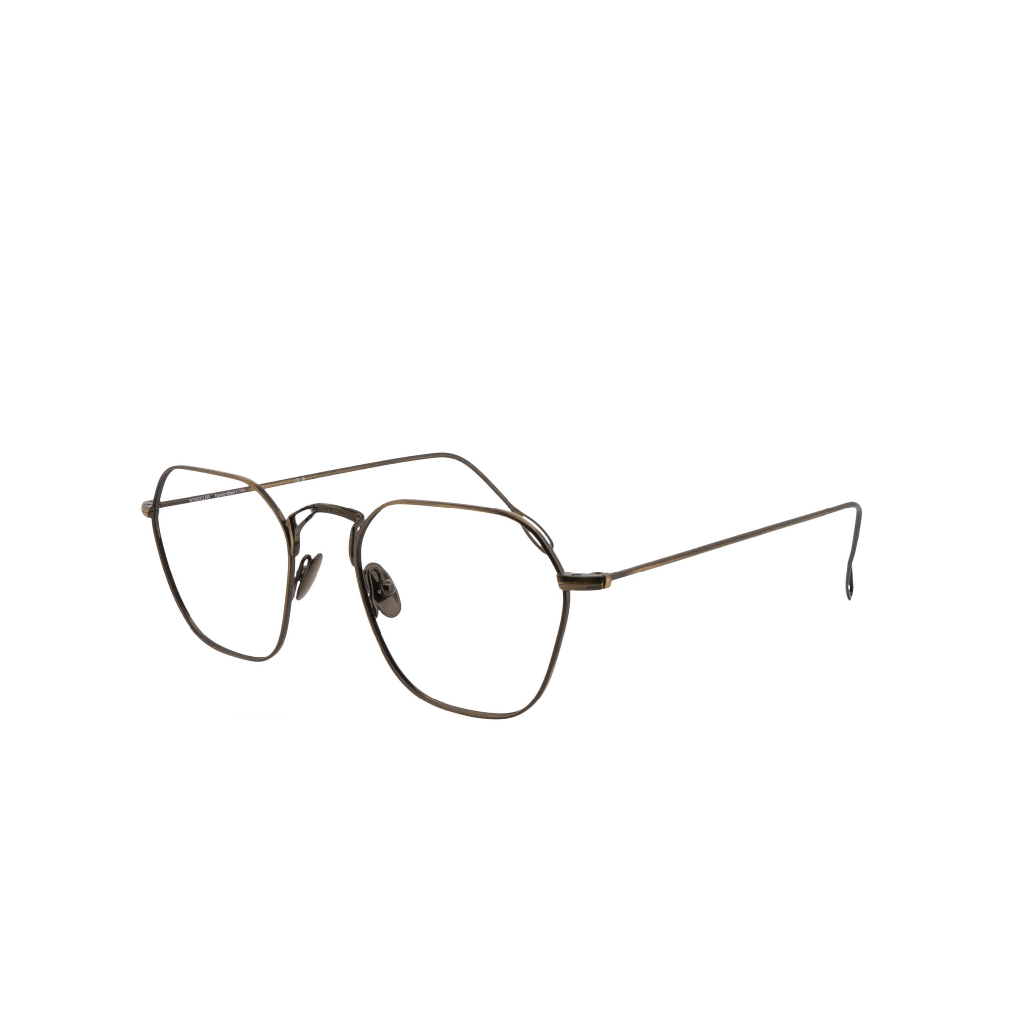 Retro Brille. In antik gold. Edelstahl. Für Frauen und Männer. Von BONOCLER. Bügelansicht.