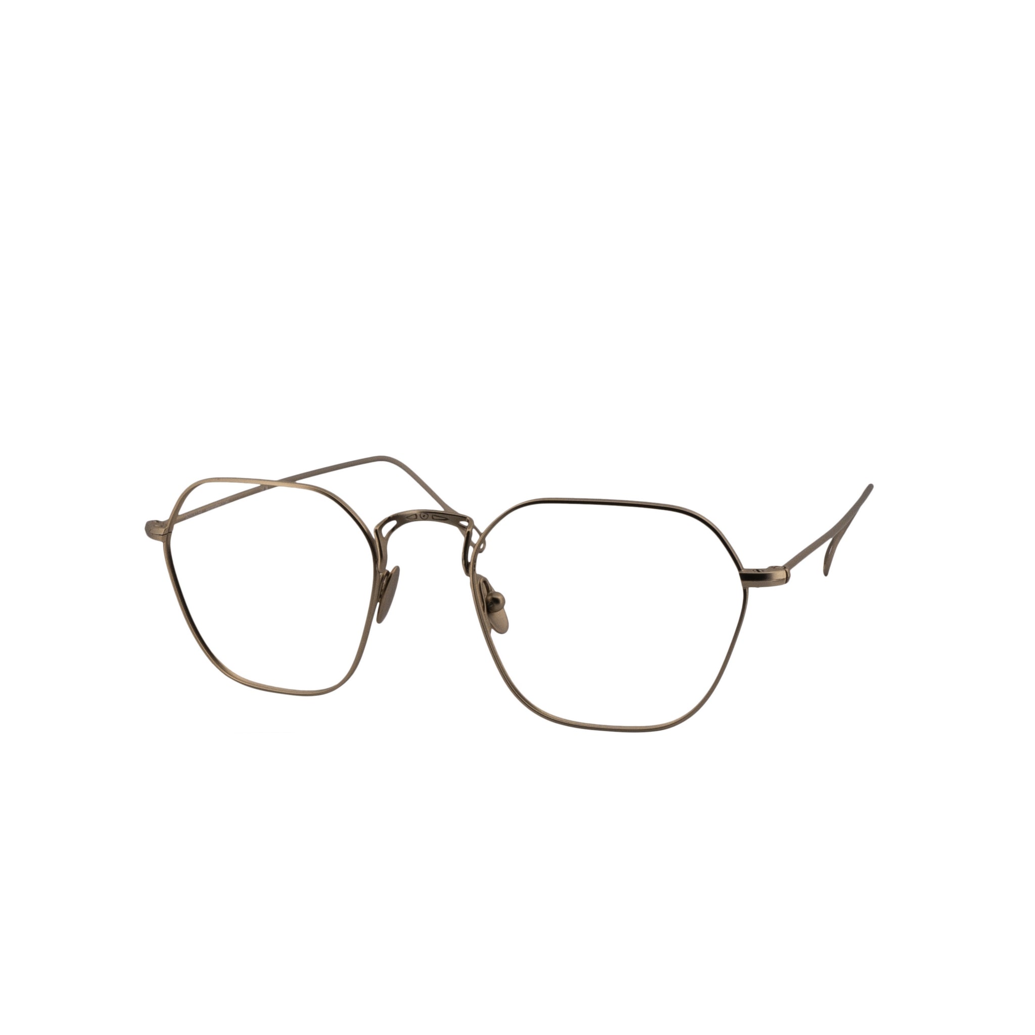 Retro Brille. In gold matt. Edelstahl. Für Frauen und Männer. Von BONOCLER. Seitenansicht.