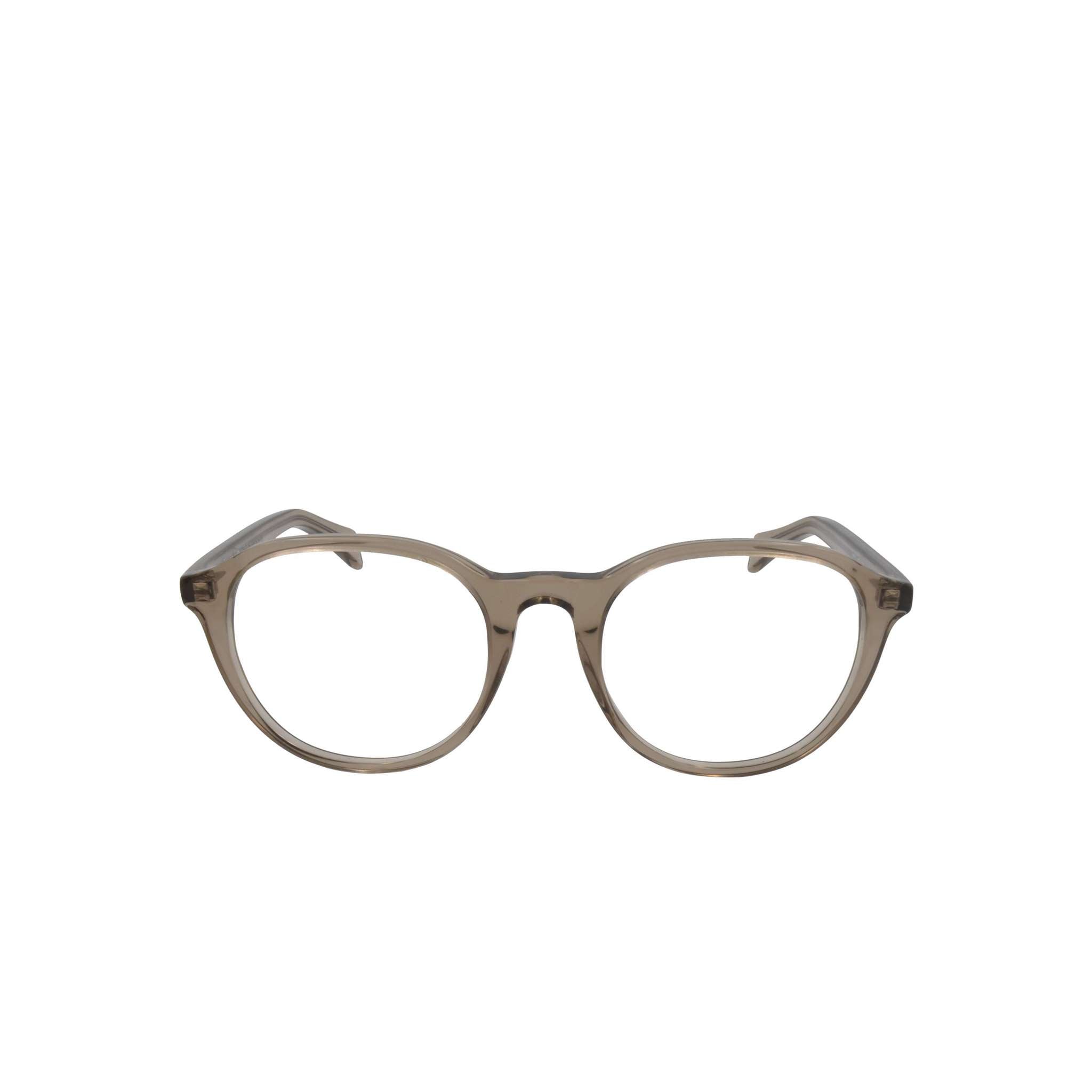 Elegante runde Brille von Bonocler in transparenter Austernfarbe, ideal für einen modernen und minimalistischen Stil. Frontansicht.