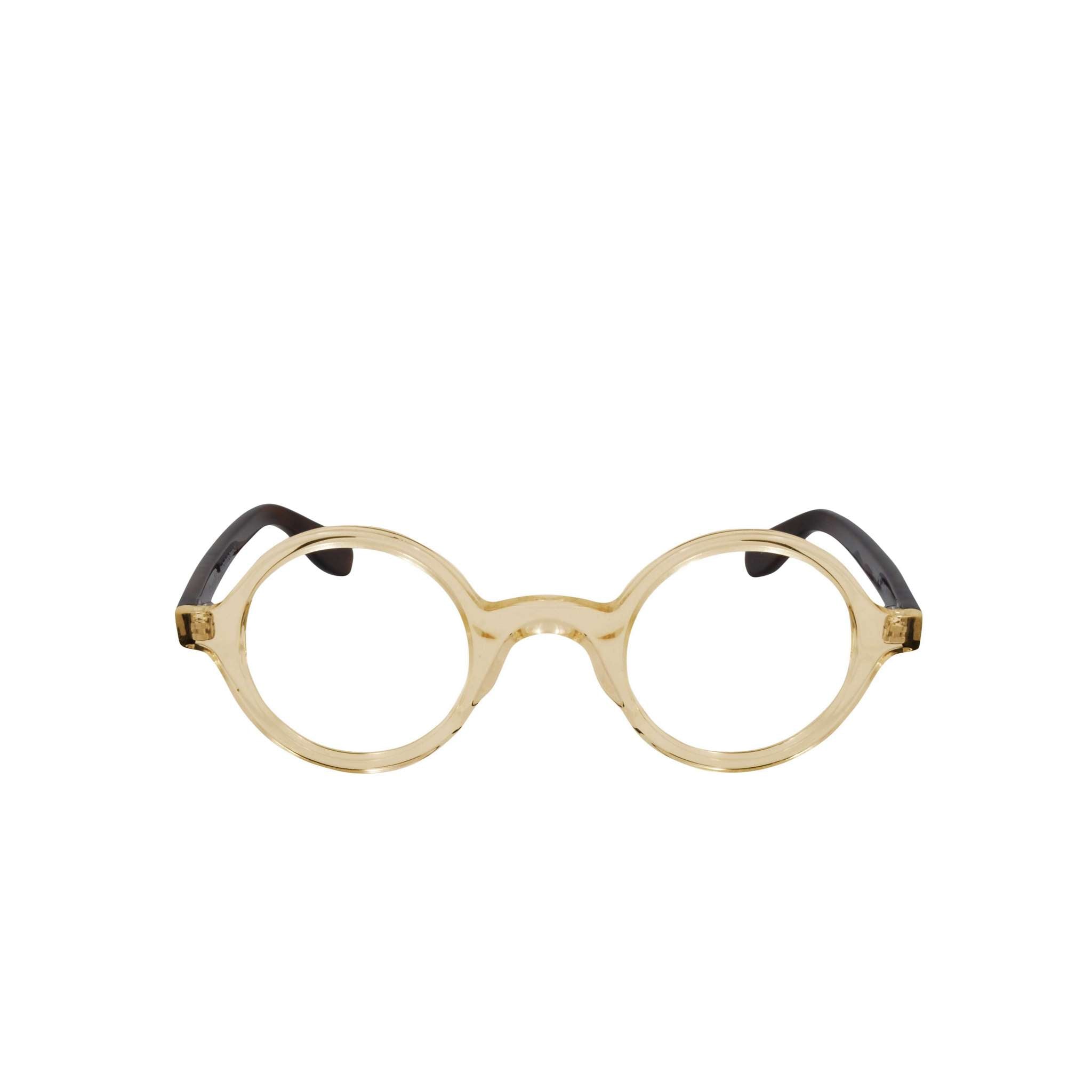 bonocler brille material acetat in der farbe champagne runde form. Frontansicht.