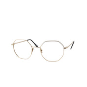 Achteckige Brille aus Metall in Gold, für Frauen und Männer, von BONOCLER. Seitenansicht.