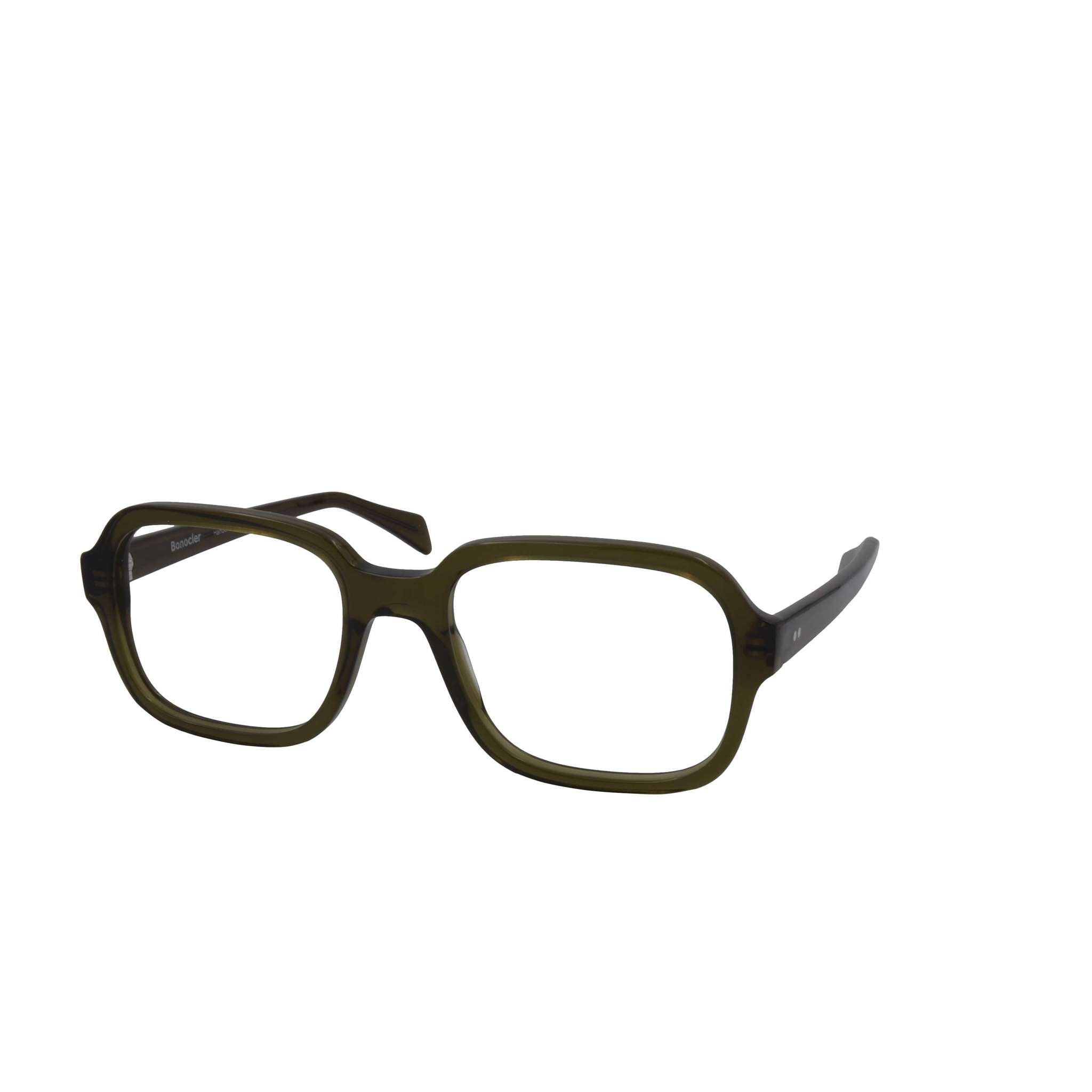 BONOCLER Brille aus oliv Grün Farbe Acetat, eckiges, breites Design. Seitenansicht