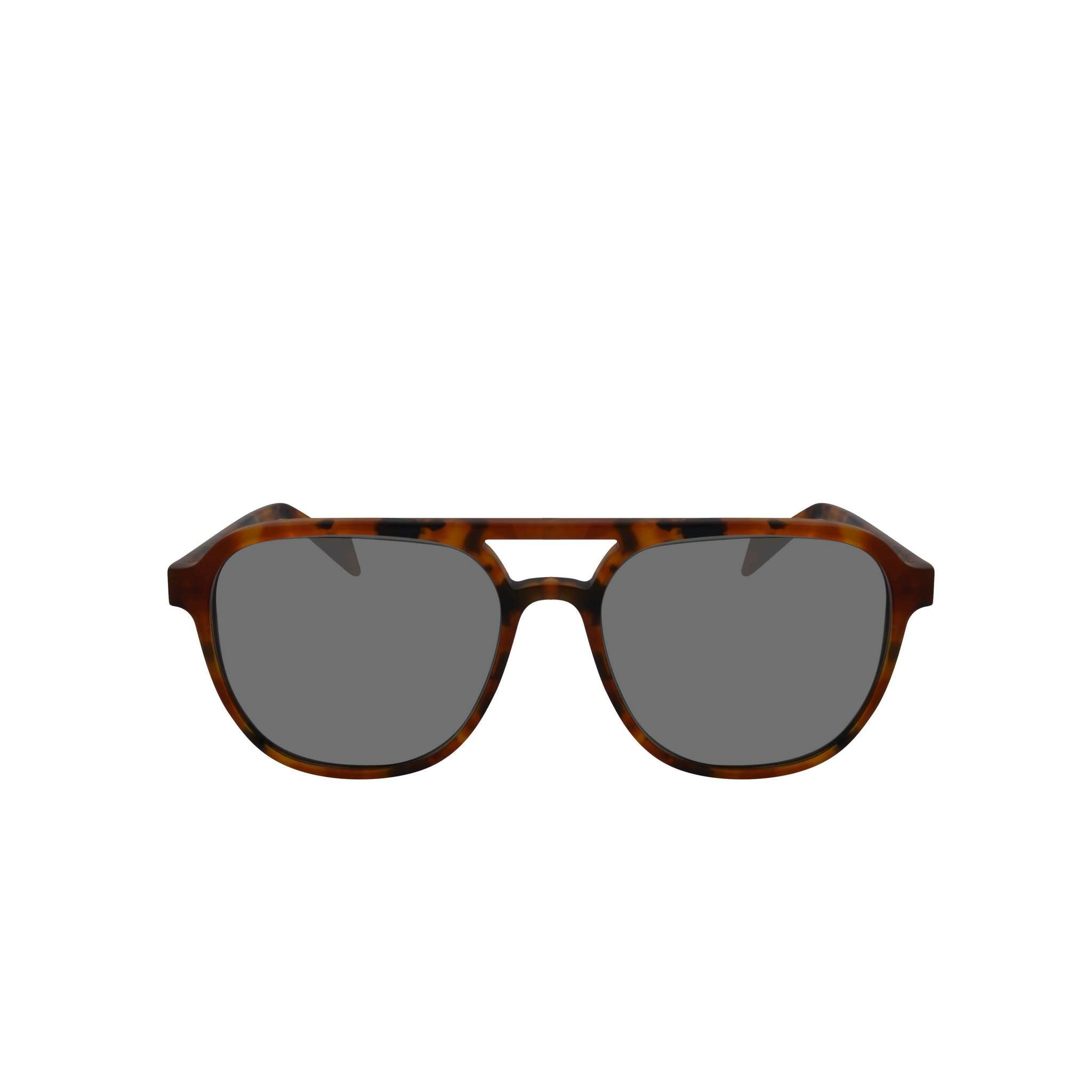 Sonnenbrille im Aviator-Stil, bernstein, breite Form. 100% UV-Schutz. Frontansicht.