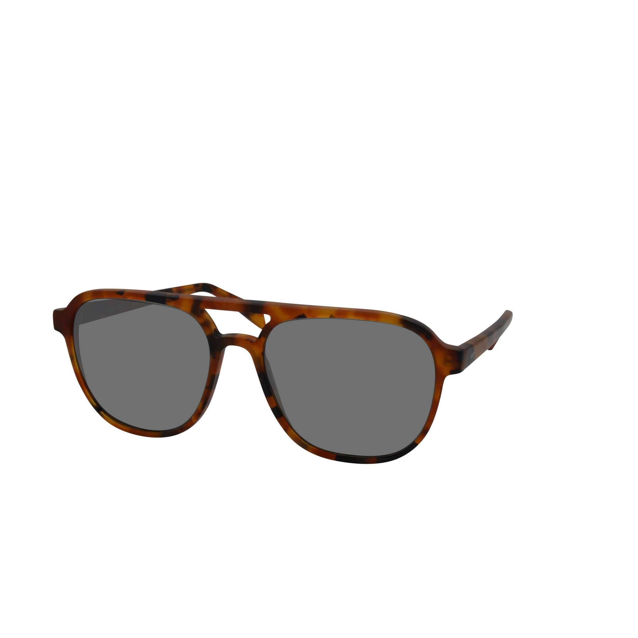 Sonnenbrille im Aviator-Stil, bernstein, breite Form. 100% UV-Schutz. Seitenansicht.