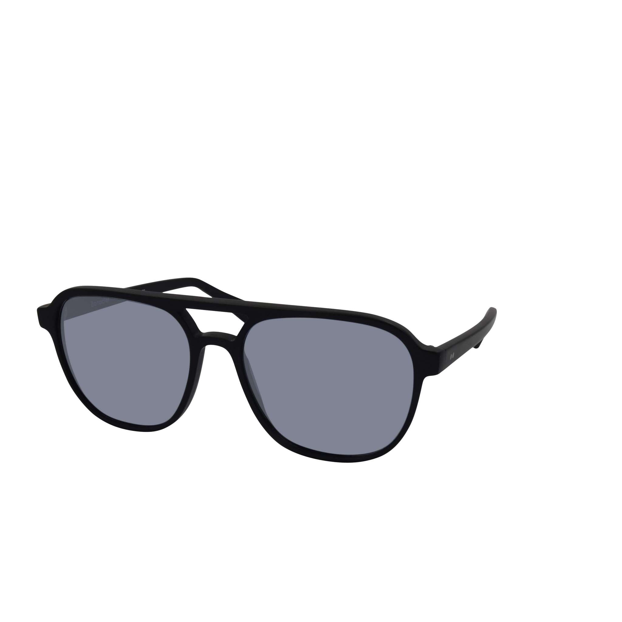 Sonnenbrille im Aviator-Stil, schwarz, breite Form. 100% UV-Schutz. Seitenansicht.