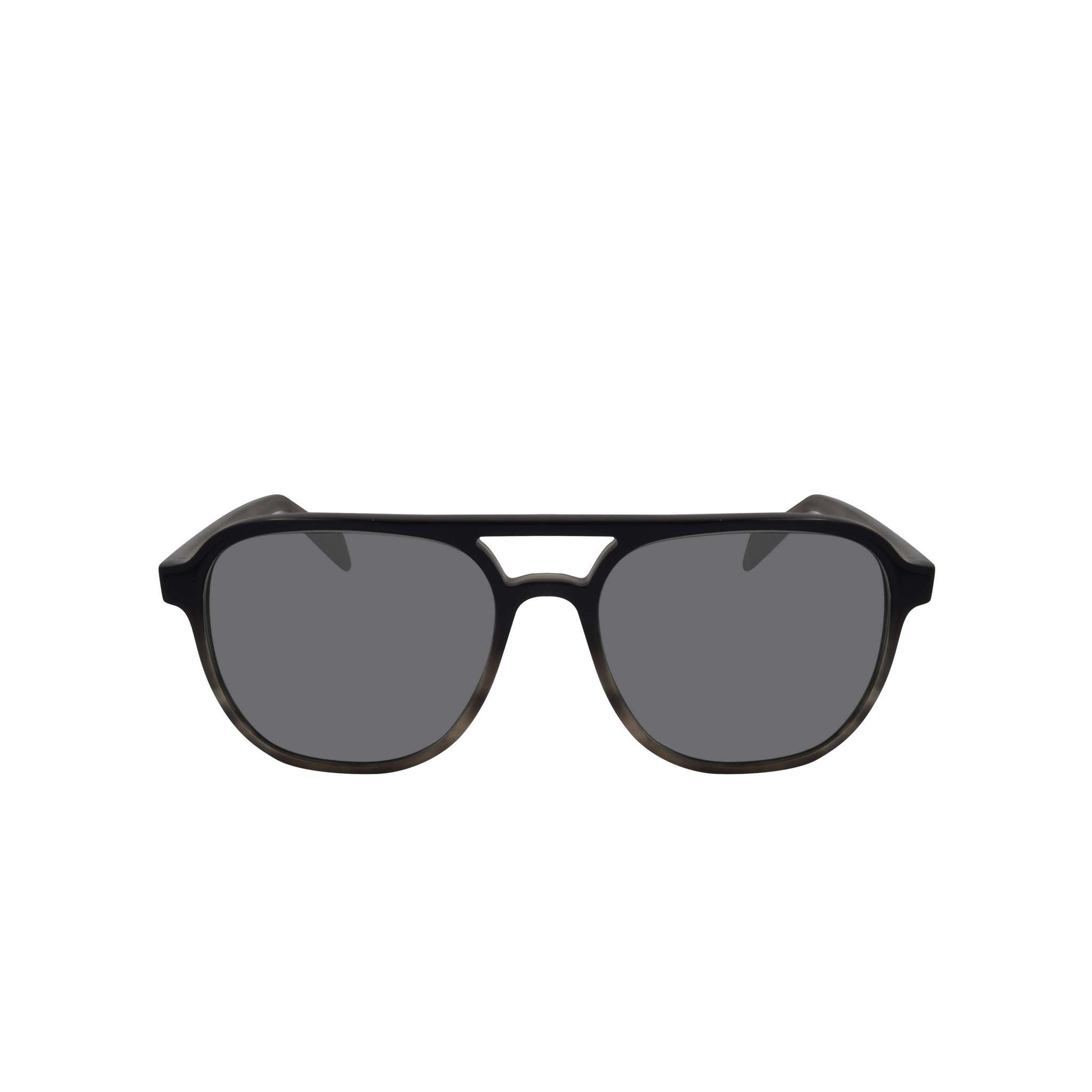 Sonnenbrille im Aviator-Stil, schwarz, breite Form. 100% UV-Schutz. Frontansicht.