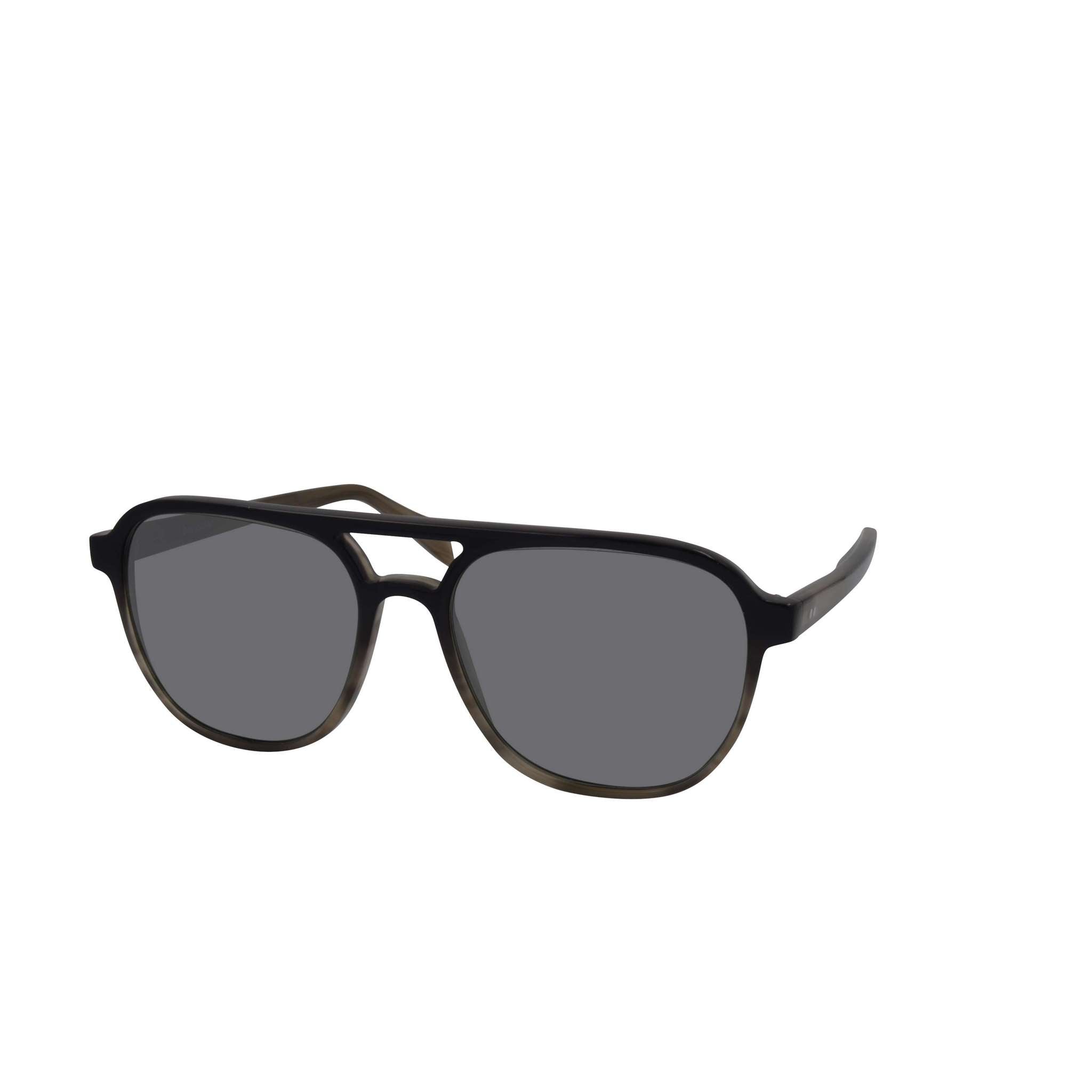 Sonnenbrille im Aviator-Stil, schwarz, breite Form. 100% UV-Schutz. Seitenansicht.