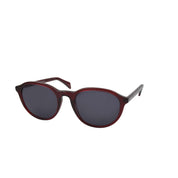 Elegante runde Brille von Bonocler in Rot, inspiriert vom Ray-Ban-Stil, mit 100% UV-Schutz für einen modernen und stilvollen Look. Seitenansicht.