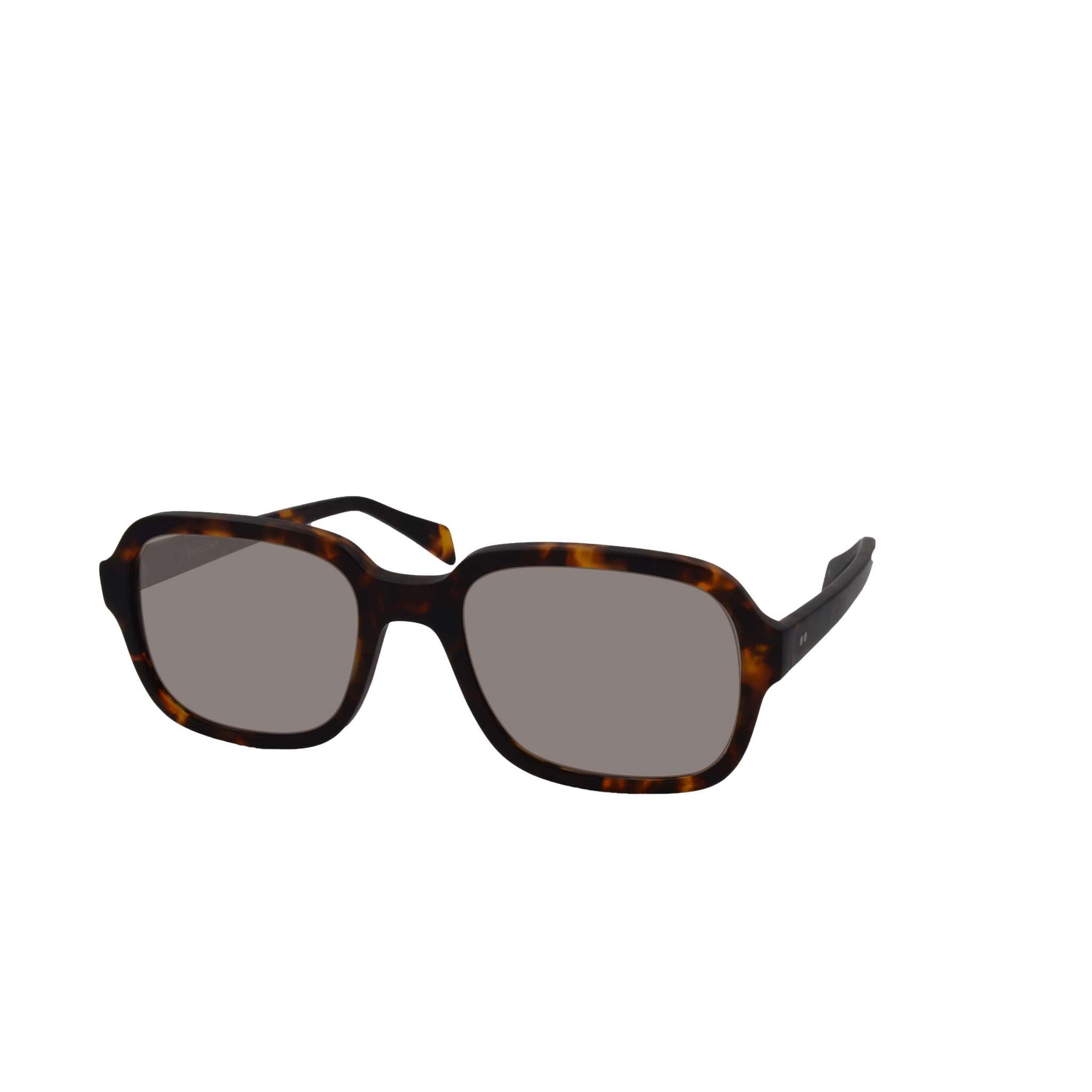 Tortoise Sonnenbrille aus Acetat, eckiges, breites Design, 100% UV-Schutz. Seitenansicht.