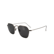 Retro Sonnenbrille. In silber matt. Edelstahl. Für Frauen und Männer. Von BONOCLER. 100% UV Schutz. Bügelansicht.