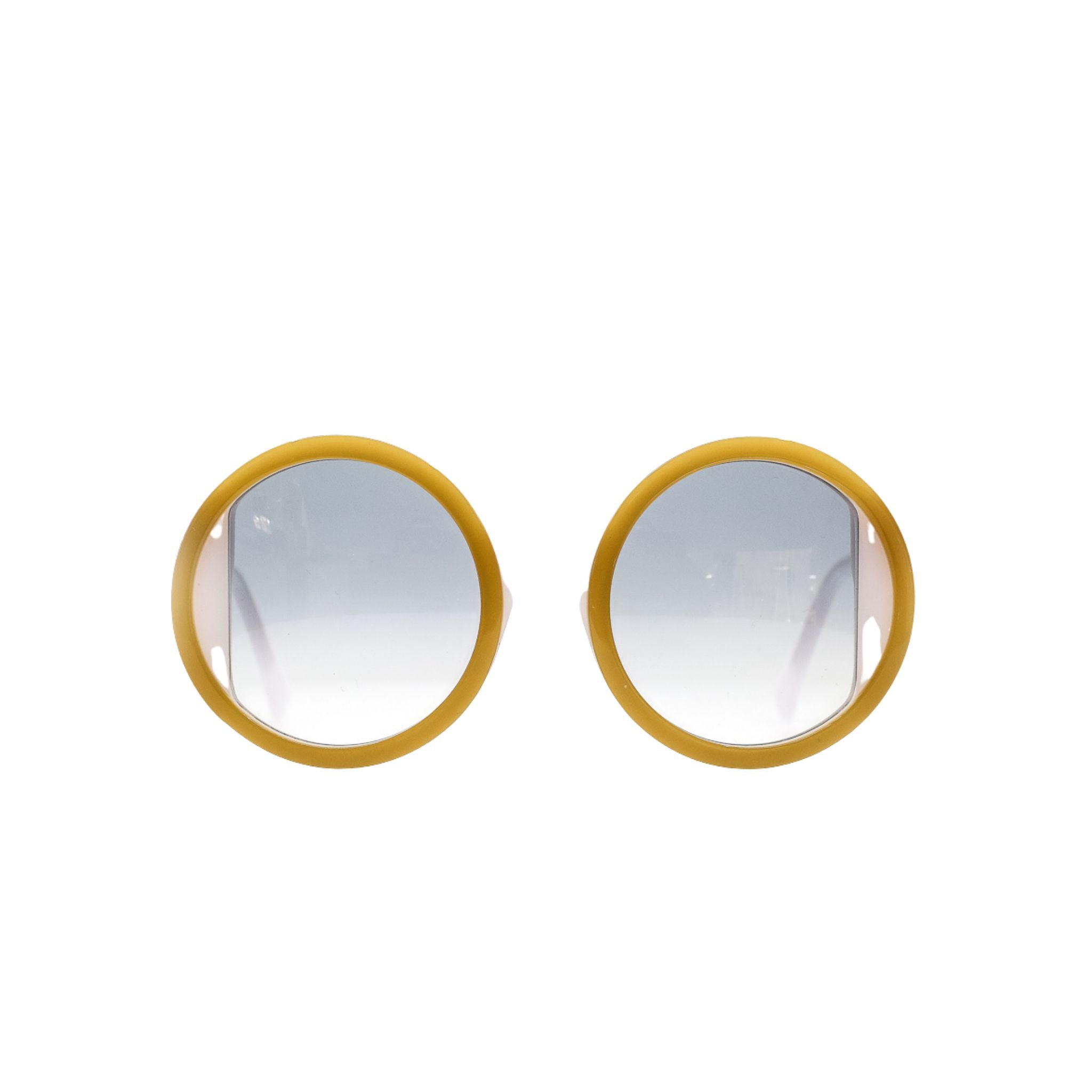 Runde Sonnenbrille Shelter Amalfi beige mit dunklen Gläsern, Frnotansicht.