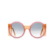 Runde Sonnenbrille Shelter Amalfi rose mit dunklen Gläsern. Frontansicht.