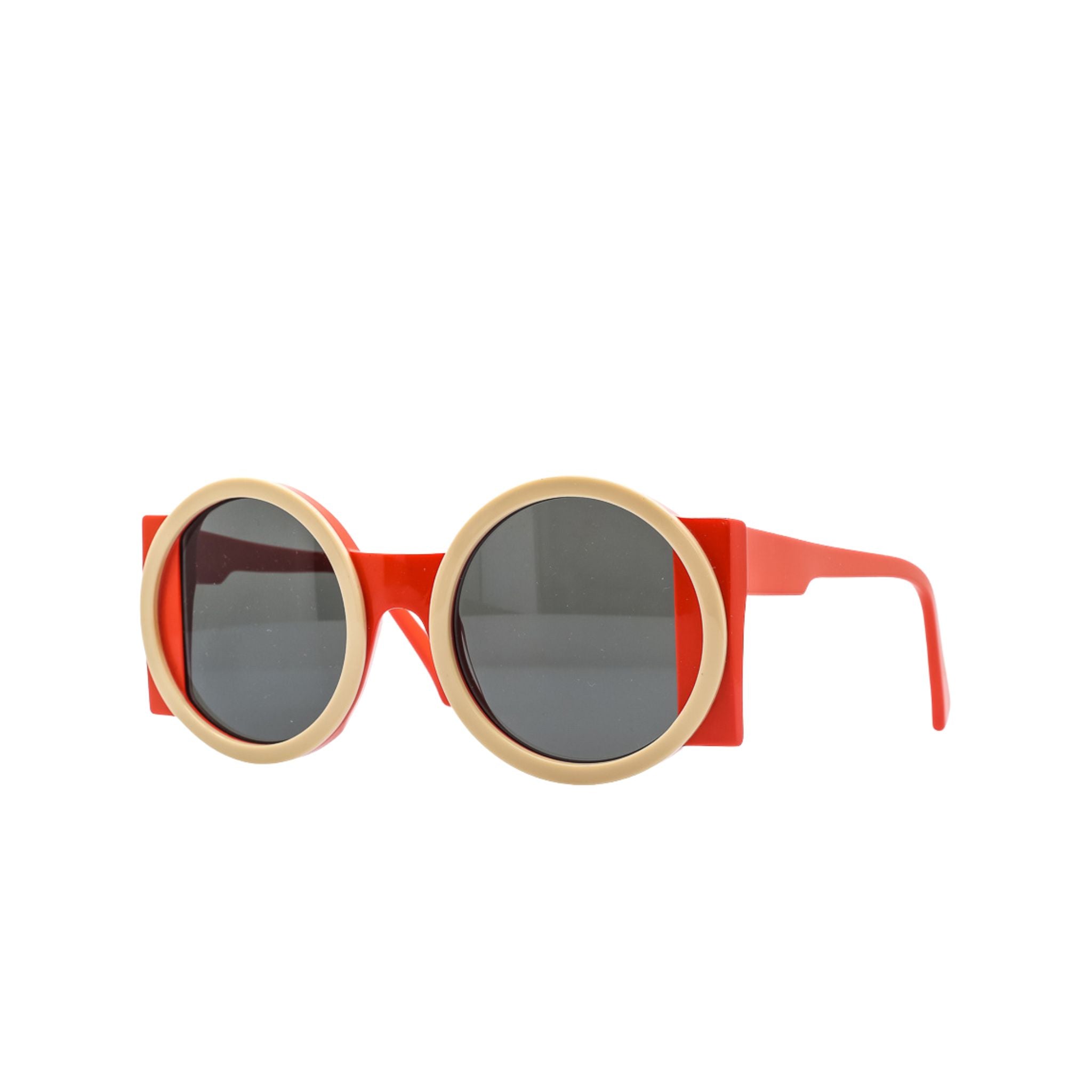 Runde Sonnenbrille Shelter Amalfi weiss braun mit dunklen Gläsern, seitenansicht
