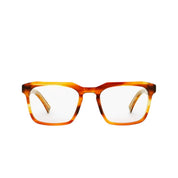 Brille – Nachhaltige Acetatfassung mit Braun, rechteckige Gläser und einzigartige Optik, erhältlich in unseren Optik Stores im Baden und Zürich. Frontansicht.