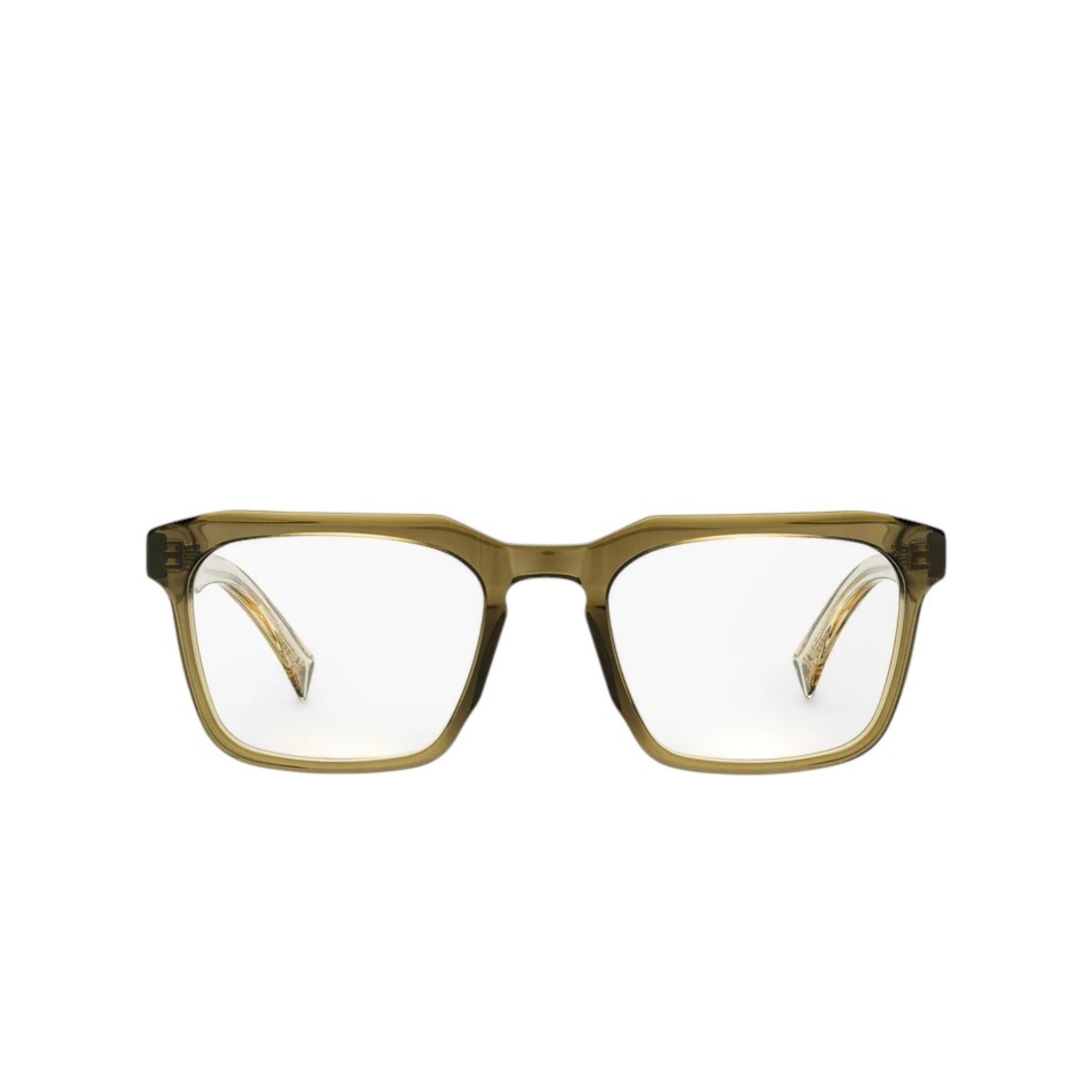 Brille – Nachhaltige Acetatfassung mit Metallkern, rechteckige Gläser und einzigartige Silhouette, erhältlich in unseren Optik Stores im Baden und Zürich. Frontansicht.